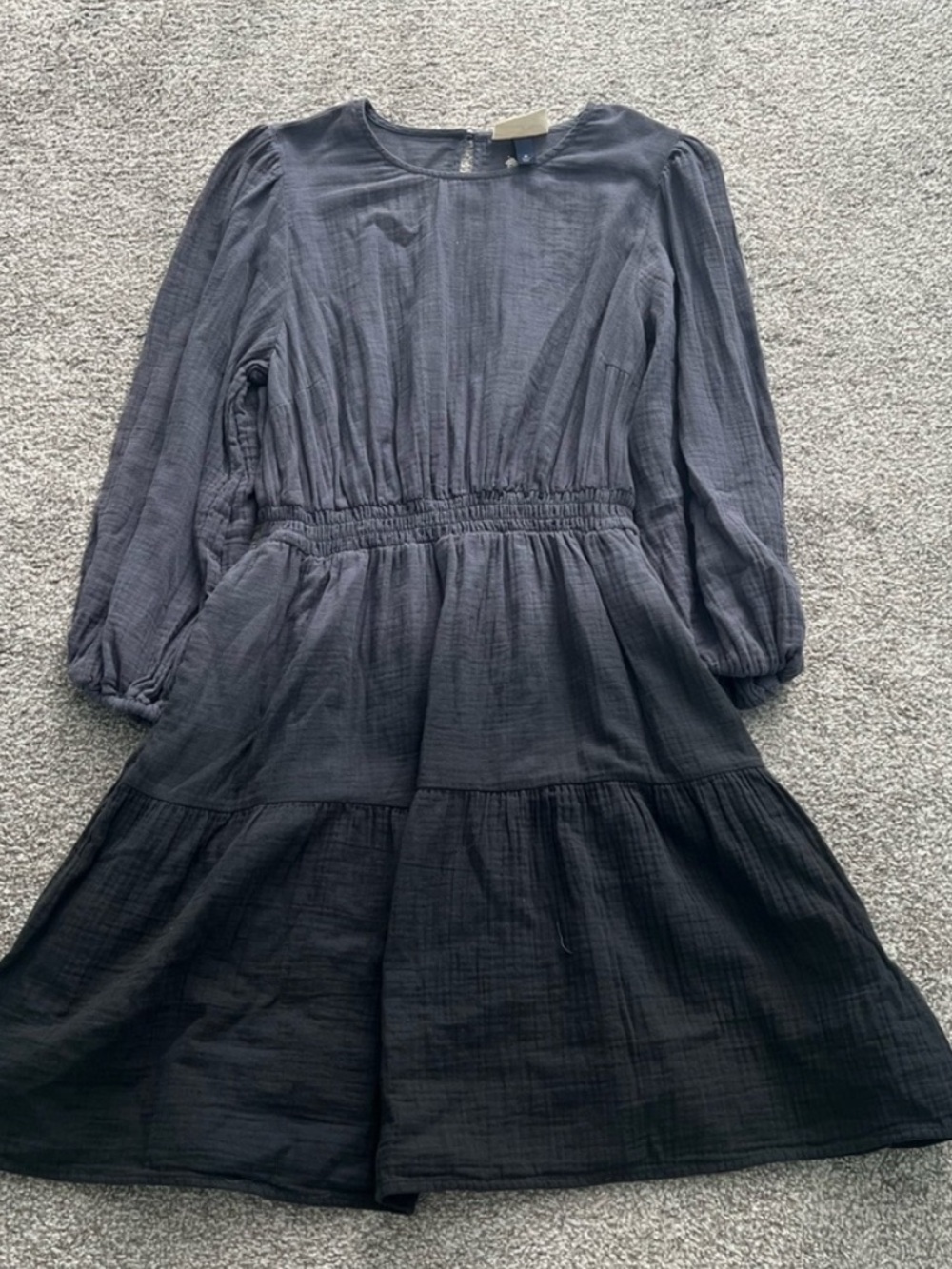 Universal Thread Dark Charcoal Long-Sleeve Tiered Dress